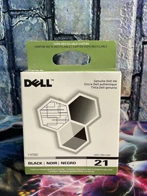 Nuevo cartucho de tinta para impresora Dell original nuevo en caja sellada serie 21 negro Y498D Foto 1 de 3