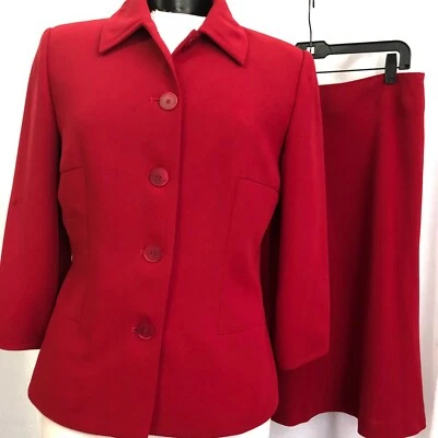 Donna Morgan Women Skirt Suit 2 Pc Deep Red Size 8 - Image 1 of 4