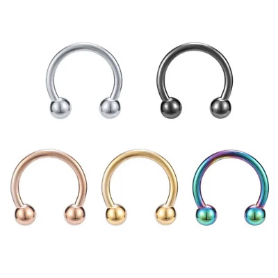 Piercing Ferro di Cavallo Orecchio naso Labbra Anello Acciaio 5 Colori unisex - Immagine 1 di 4