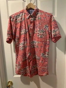 IZOD Men's Pink Tropical Hawaiian Cotton Short Sleeve Sportshirt Size M - Picture 1 of 12