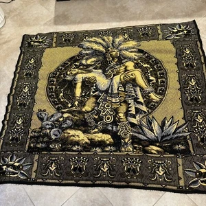 Tejido Tejido Atzec Maya POPIS Guerrero Princesa Manta Gruesa Amarillo/Negro - Imagen 1 de 8