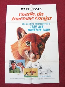 CHARLIE THE LONESOME COUGAR FOLDED US ONE SHEET POSTER DISNEY REX ALLEN 1967 - Picture 1 of 9