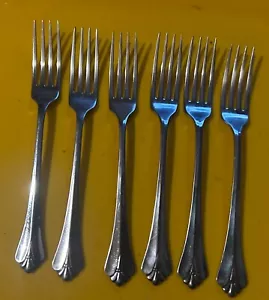 6 Tafelgabeln Oneida Community ROYAL FLUTE Edelstahl Besteck glänzend - Bild 1 von 6