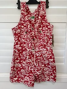 Vintage deadstock Prototypes People Unite Red White Floral Play suit Jumpsuit L - Bild 1 von 12