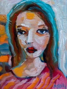 Original gerahmtes Kunstportrait Ölgemälde auf Leinwand 17" x 13" - Bild 1 von 6