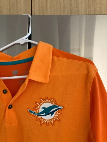 Miami Dolphins Nike dri fit  Orange NFL polo golf shirt men's adult Large  NEW Cover