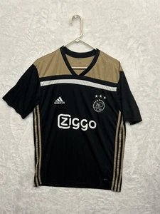 Ajax Matthijs De Ligt Adidas Soccer Jersey Size Large Black Netherlands Ziggo - Picture 1 of 7