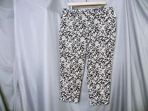 NEW Talbots Curvy Size 14 Petite Straight Ankle Pants Geometic Black White 14 - Picture 1 of 6