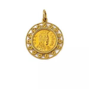 Colgante Filigrana Diosa Atenea y Búho - Oro 14K - Imagen 1 de 9