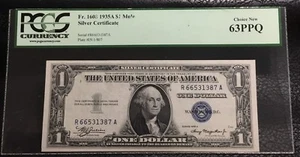 1935A 1 $ SILBER ZERTIFIKAT *MAULTIER* - FR#1608 - PCGS - 63 PPQ INV# N-110 - Bild 1 von 2