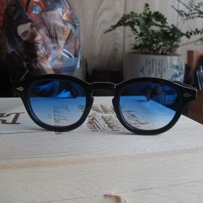 Vintage blue sunglasses johnny depp glasses black frame blue gradient sunglasses - Image 1 of 4