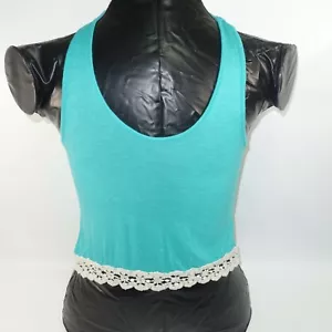 Rue21 Junior’s Talla M Verde Azulado Chaleco Camiseta Crochet Encaje Parte Inferior - Imagen 1 de 3