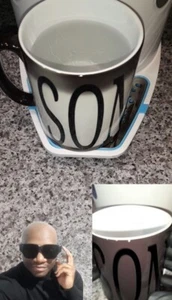 Colour Changing Mug SON Ceramic Mug Coffee Mug Turns White From Black Tea Cup - Picture 1 of 4