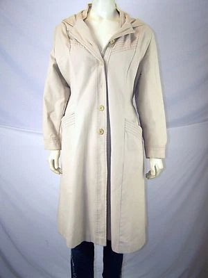 Sears Beige Vintage Long Hooded Lined Jacket Womens Size Medium 8 10 - Image 1 of 4