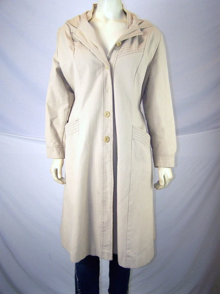 Chaqueta forrada con capucha larga vintage beige Sears para mujer talla mediana 8 10 Foto 1 de 4
