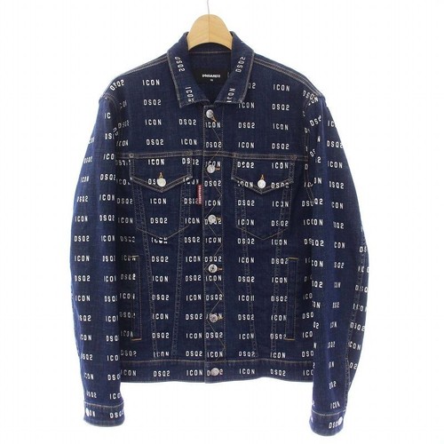 DSquared2 Giacca Denim Elasticizzata Logo Icona Blu Uomo XS Elegante Usata