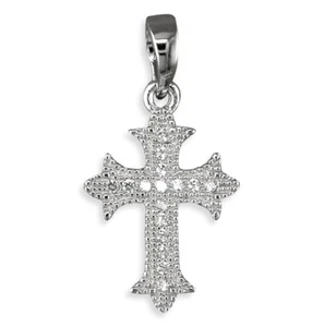 Gothic Kreuz Zirkonia Anhänger Sterling Silber 925 12x15mm Charm - Bild 1 von 1