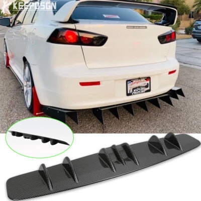 For 2016-2019 Mitsubishi Lancer Carbon Fiber Rear Lip Bumper Diffuser Fin 7 Wing - image 1 of 4