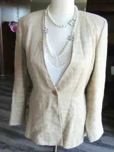 Giorgio Armani Biege Linen Peplum Jacket Size 40 - Picture 1 of 9