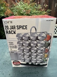 Orii 20 Gläser Chrom Draht Gewürzregal mit Bambusboden | Inklusive Silikon Spaß... - Bild 1 von 5
