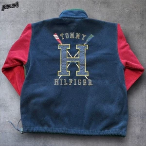 Vtg 90 Tommy Hilfiger Color Block Fleece Jacket Sweatshirt S - Picture 1 of 11