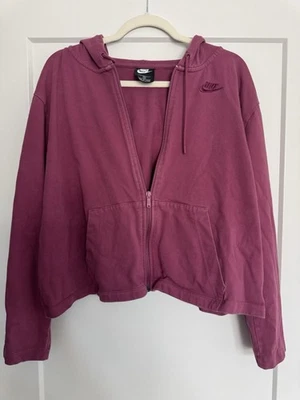 Sudadera con Capucha Nike Suave Recortada Rosa Cremallera Para Mujer Talla 1X Foto 1 de 4