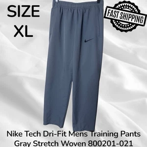 Nike Tech Dri-Fit Mens Training Pants Medium Gray Stretch Woven 800201-021 - Picture 1 of 7