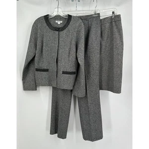 Pendleton Womens 3 Pc Suit Sz 10 Wool Silk Blazer Skirt Pants USA Made Classic  - Picture 1 of 13
