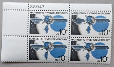 1975 US Postage  Block Of 4 Stamps 10 cents MARINER 10 Space  #1557 Pristine  - Image 1 of 3