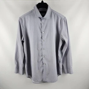 Report Collection Dress Shirt Mens Large Blue X4 Stretch Slim Fit L/S Button Up - Picture 1 of 6