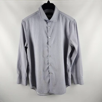 Report Collection Dress Shirt Mens Large Blue X4 Stretch Slim Fit L/S Button Up - Image 1 of 4