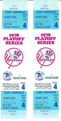 Oct 7 1978 New York Yankees AL.Pennant Clinching Game 4 Full Tickets - Image 1 of 2
