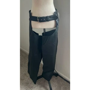 NWT MOB Women Black Braided Zippered Leather Belted Adjustable Riding Chaps 2XL - Picture 1 of 15