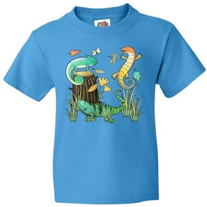 Inktastic Cute Lizards Hanging Out Youth T-Shirt Animals Reptiles Pets Pet Skink - Picture 1 of 9