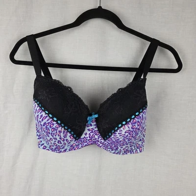 Kayser Size 12F Lace Full Cup Bra Leopard Pink Blue Underwire Soft - image 1 of 4