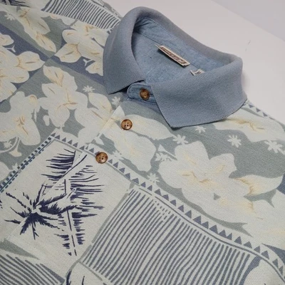 Polo de golf vintage de los 90 Bugle Boy playa estampado con botones para hombre talla M Foto 1 de 4