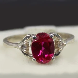3.20Ct Oval Natural Ruby Diamond Gemstone Three-Stone Ring 950PT Platinum Plated - Picture 1 of 16