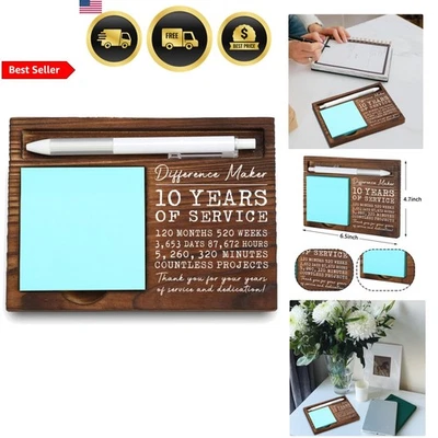 Wooden Sticky Note Holder Organizer Desk Decor Office Gift for Professionals - Image 1 of 4