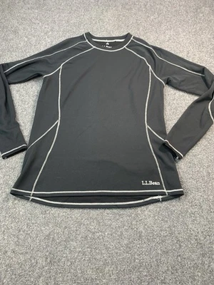 Camisa LL Bean Para Hombre Pequeña Negra Manga Larga Capa Base Peso Medio Foto 1 de 4