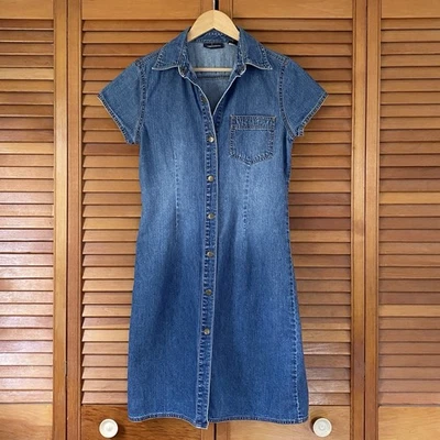 Vestido Y2K Moda Internacional Para Mujer Talla 8 Azul Jean Denim Abotonado De Colección Foto 1 de 4