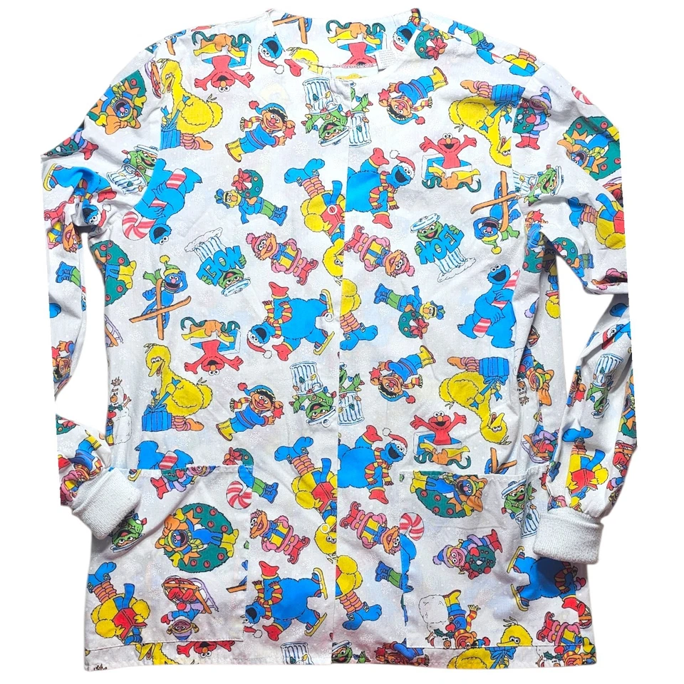 Vintage Sesame Street Exfoliante Manga Larga Enfermera Navidad Invierno Y2K Años 80 UNIFORME S Foto 1 de 4