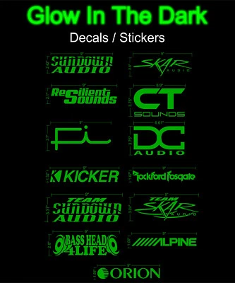 GLOW IN THE DARK Car Audio Vinyl Decal Sticker Car Bumper Sub Box Window More - Image 1 of 4