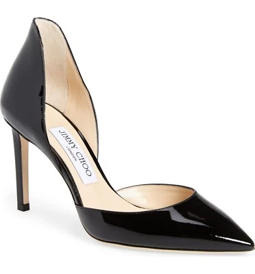 NUEVO EN CAJA NUEVO Jimmy Choo Liz 85 charol negro d'Orsay zapatos de salón 36 37.5 38.5 39.5  Foto 1 de 4