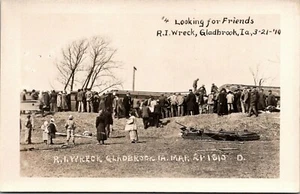 1910 Gladbrook Iowa Train Wreck Looking for Friends RPPC - Picture 1 of 2