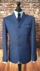 Tuta mod blu navy e rossa a quadri 3 bottoni vestibilità slim anni 60 3 bottoni - Foto 1 di 7