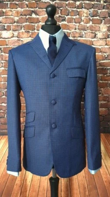 Mod Suit Navy & Red Check Suit 3 Button Slim Fitting Suit 1960's 3 button - Image 1 of 4