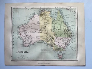 Antica mappa dell'Australia 1876 Enciclopedia delle Camere - Foto 1 di 6