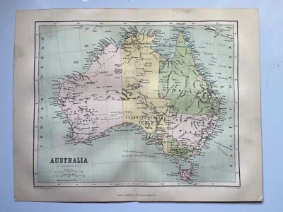 Antique map of Australia 1876 Chambers's Encyclopedia - Imagem 1 de 4