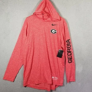 Nike Dri-fit NCAA Georgia Bulldogs Long Sleeve Hoodie T-Shirt Men Large Red - Picture 1 of 11
