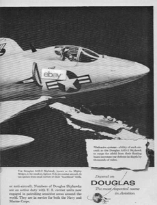 DOUGLAS A4D-2 SKYHAWK JET FIGHTER BOMBARDIERE PORTABOMBER TASCABILE BASATO 2 PG ANNUNCIO  - Foto 1 di 2
